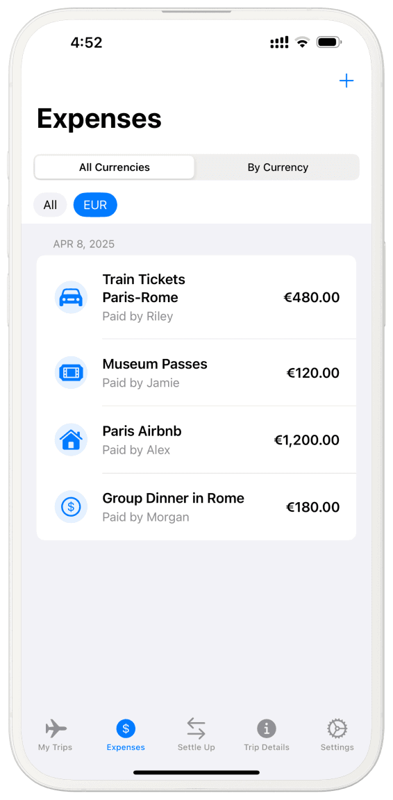 Expenses List View